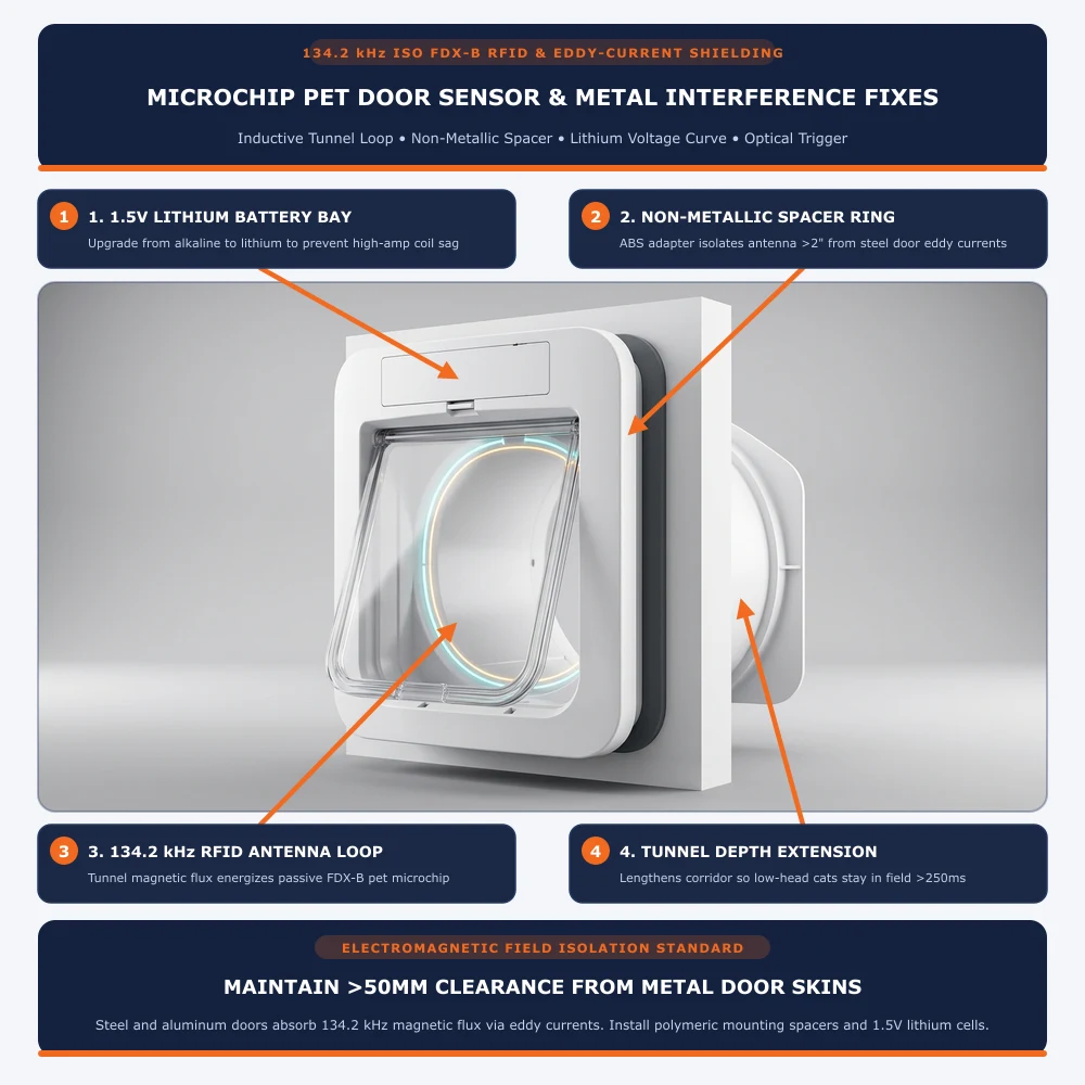 microchip pet door sensor troubleshooting rfid antenna metal interference fixes